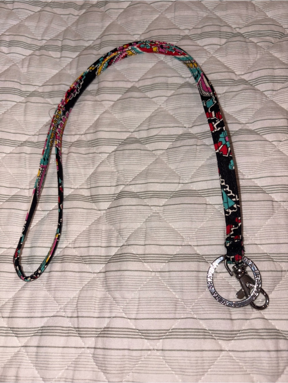 Vera Bradley Floral Print Lanyard in Teal, Pink, Red and Black